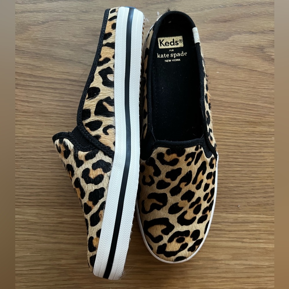 NWOT Kate Spade x Keds faux fur slip on shoes